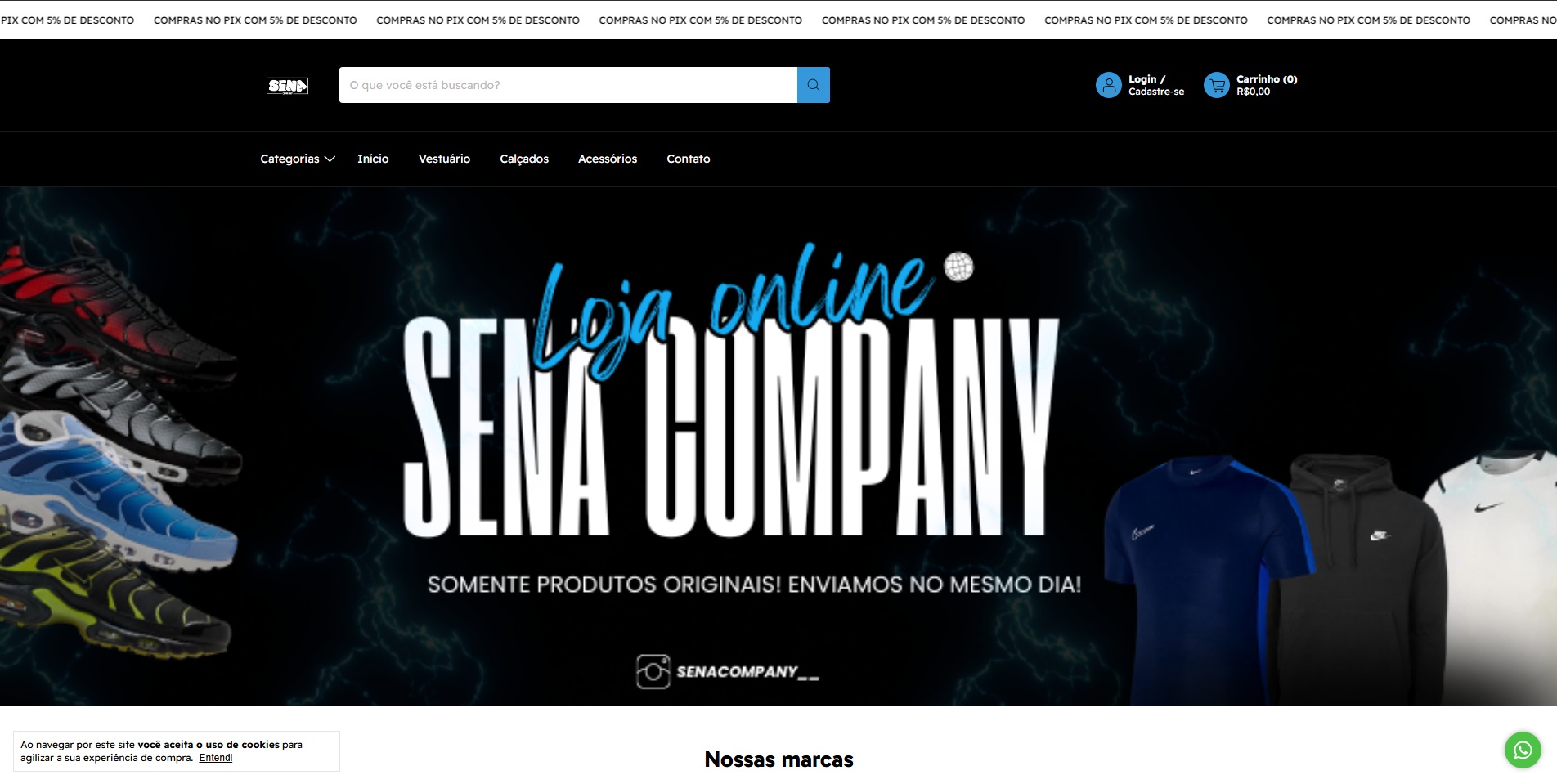 Prévia do site SENA COMPANY